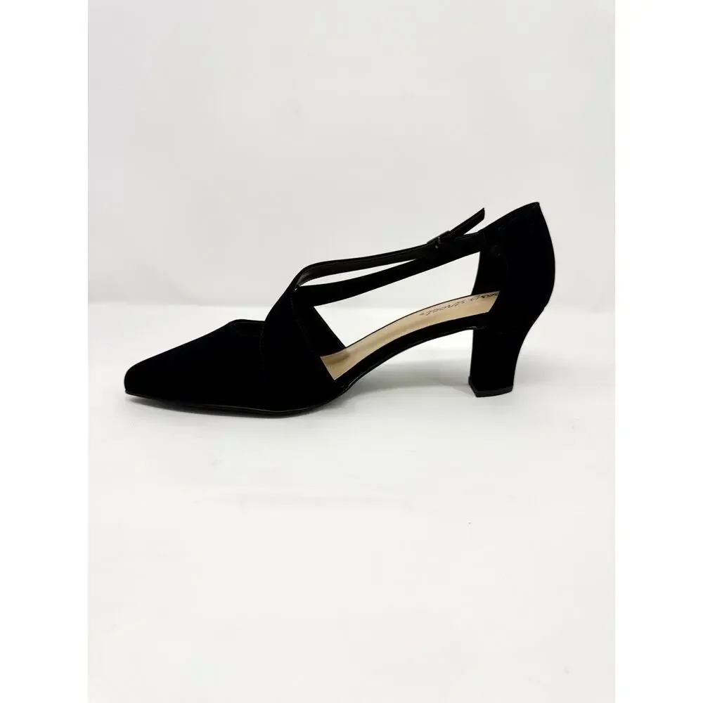 Easy Street Elegance Black Dress Heels Pumps Women’s 10 WW Strap Shoes